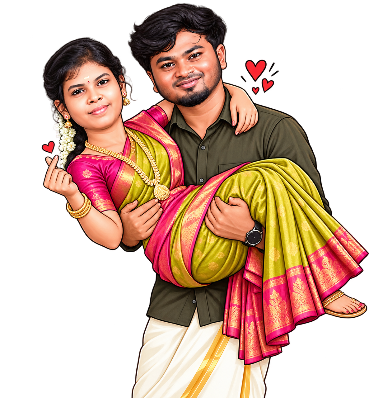 Illustration of Arun carrying Geetha