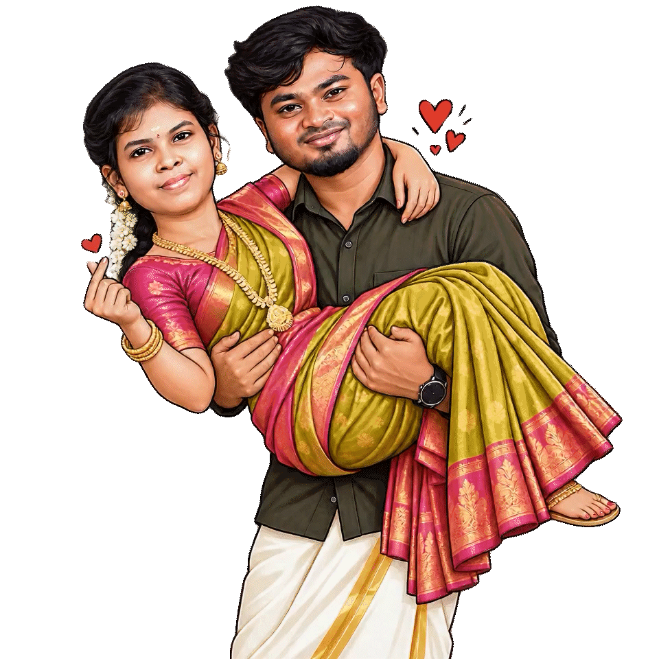 Illustration of Arun carrying Geetha
